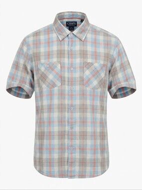 COVA Men's Plaid Button Up Casual Shirt Short Sleeve L